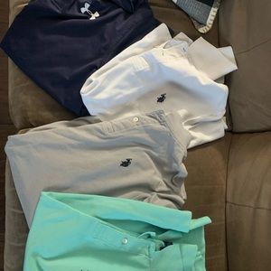 3 boys size XL polo tops. 1- UA. All 4 tops- $25